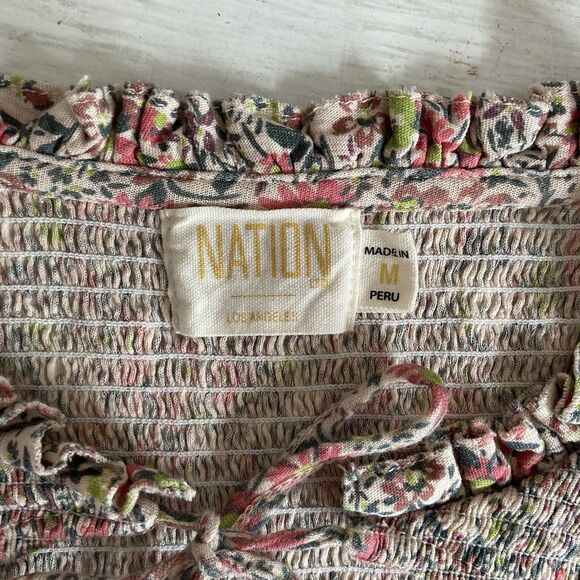 Nation LTD Abrielle Tee Superbloom Top Classic Boho Size Medium Pink Floral - Picture 11 of 12